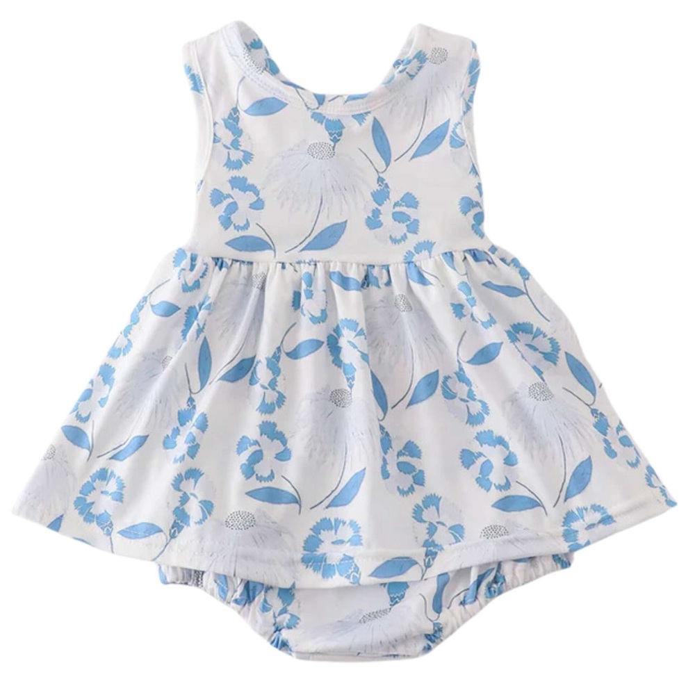 Baby Girl Blue Porcelain Bubble Romper